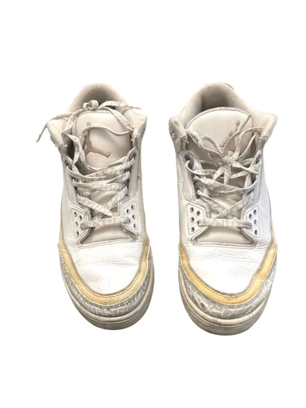 Air Jordan 3 Retro Sneakers White/Yellow Mens Size 11 Classic Basketball Shoes